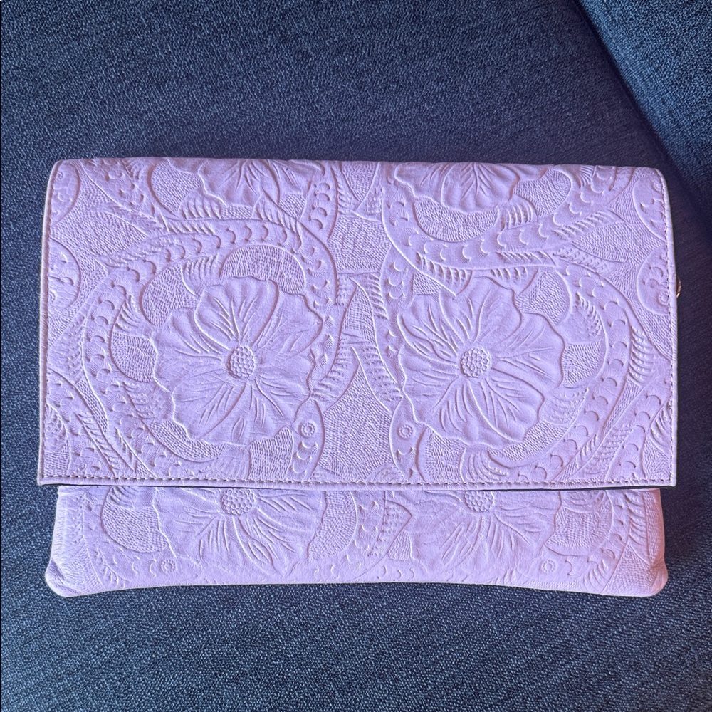 Mirasol Lavender Floral Embossed Clutch